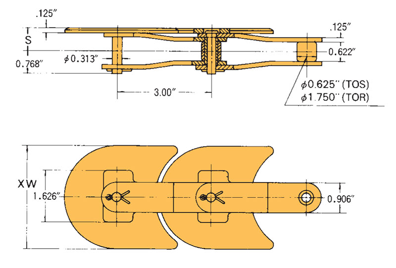 Item # TOS826, TO Top Chain Curved Movement On Tsubaki of Canada 